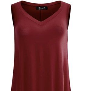 BILY V-neck tunic - Sz XL - Burgundy
